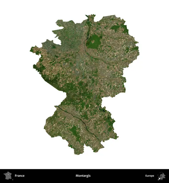 Montargis. Fransa 'nın idari bölgesi B uydusundaki görüntülerde beyaza izole edildi