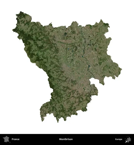 Montbrison 'da. Fransa 'nın idari bölgesi B uydusundaki görüntülerde beyaza izole edildi