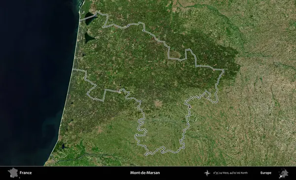 Mont-de-Marsan. B uydusundaki görüntülerde Fransa 'nın idari bölgesinin ana hatları belirlenmiş.
