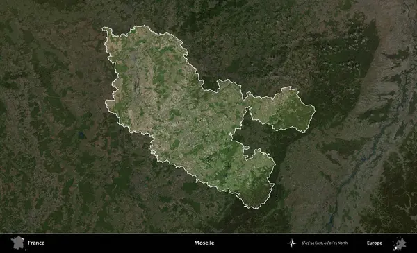 Moselle. Fransa 'nın idari alanı koyu renkli bir B uydusu görüntüsüyle vurgulandı ve özetlendi