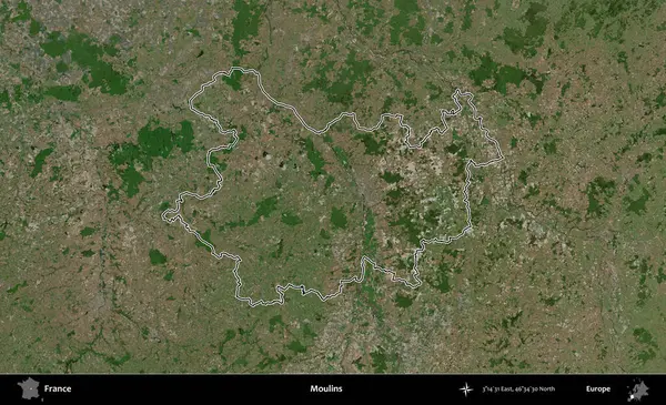 Moulin 'ler. B uydusundaki görüntülerde Fransa 'nın idari bölgesinin ana hatları belirlenmiş.