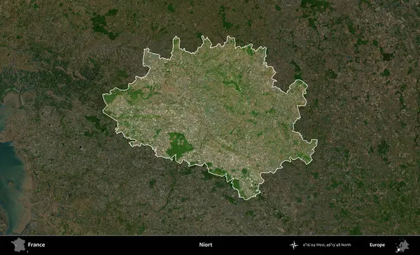 Niort. Fransa 'nın idari alanı koyu renkli bir B uydusu görüntüsüyle vurgulandı ve özetlendi