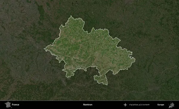 Nontron. Fransa 'nın idari alanı koyu renkli bir B uydusu görüntüsüyle vurgulandı ve özetlendi