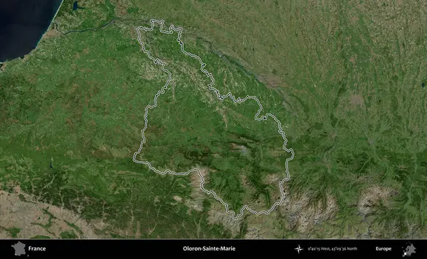 Oloron-Sainte-Marie. B uydusundaki görüntülerde Fransa 'nın idari bölgesinin ana hatları belirlenmiş.