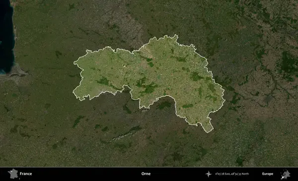 Orne. Fransa 'nın idari alanı koyu renkli bir B uydusu görüntüsüyle vurgulandı ve özetlendi