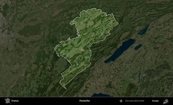 Pontarlier. Fransa 'nın idari alanı koyu renkli bir B uydusu görüntüsüyle vurgulandı ve özetlendi