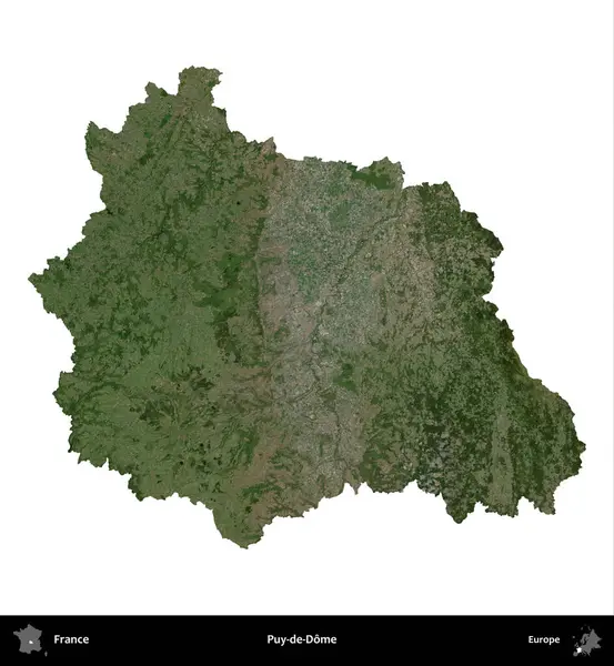 Puy-de-Dome. Fransa 'nın idari bölgesi B uydusundaki görüntülerde beyaza izole edildi