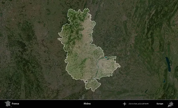Rhone. Fransa 'nın idari alanı koyu renkli bir B uydusu görüntüsüyle vurgulandı ve özetlendi