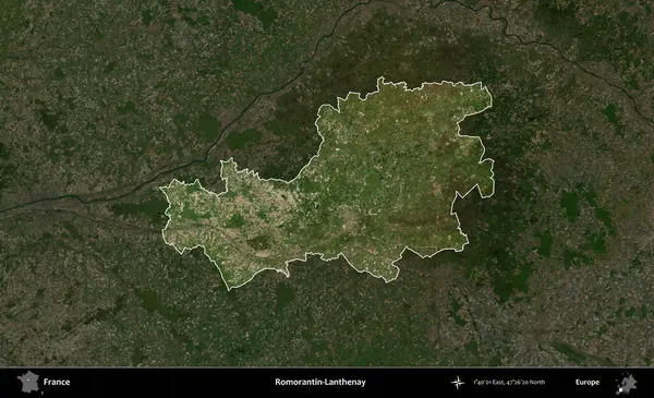 Romorantin-Lanthenay. Fransa 'nın idari alanı koyu renkli bir B uydusu görüntüsüyle vurgulandı ve özetlendi