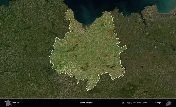 Saint-Brieuc 'de. Fransa 'nın idari alanı koyu renkli bir B uydusu görüntüsüyle vurgulandı ve özetlendi