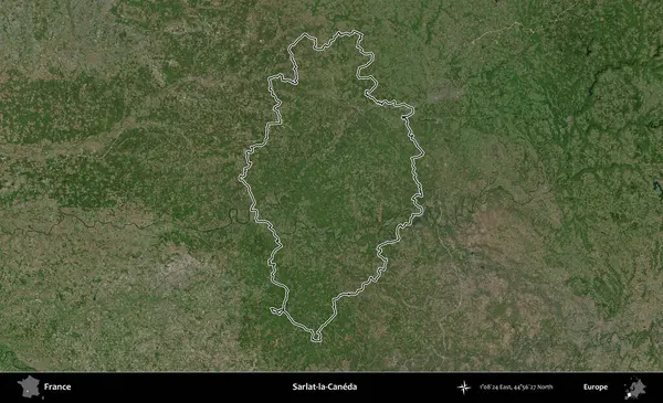 Sarlat-la-Caneda. B uydusundaki görüntülerde Fransa 'nın idari bölgesinin ana hatları belirlenmiş.