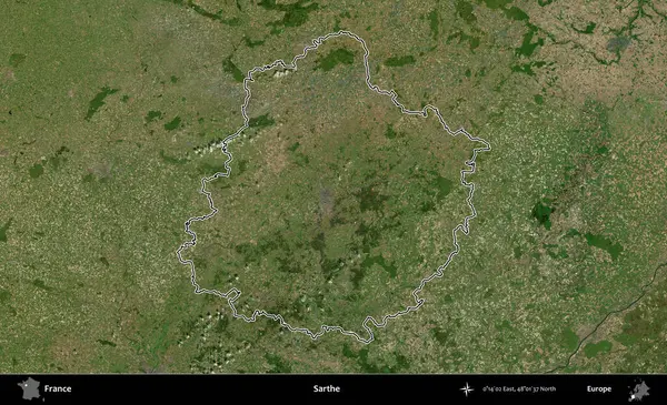 Sarthe. B uydusundaki görüntülerde Fransa 'nın idari bölgesinin ana hatları belirlenmiş.