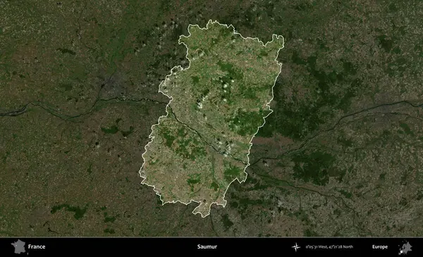 Saumur. Fransa 'nın idari alanı koyu renkli bir B uydusu görüntüsüyle vurgulandı ve özetlendi