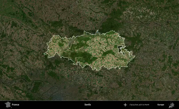 Senlis. Fransa 'nın idari alanı koyu renkli bir B uydusu görüntüsüyle vurgulandı ve özetlendi
