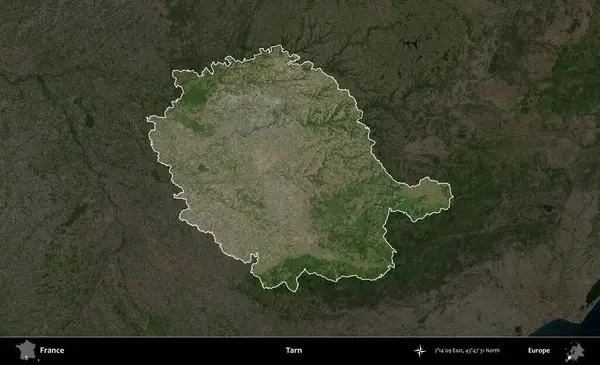 Tarn. Fransa 'nın idari alanı koyu renkli bir B uydusu görüntüsüyle vurgulandı ve özetlendi