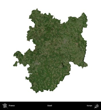 Ussel. Fransa 'nın idari bölgesi B uydusundaki görüntülerde beyaza izole edildi