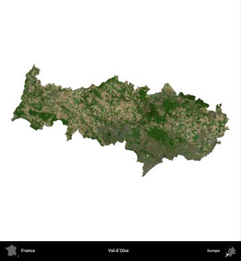 Val-d'Oise. Fransa 'nın idari bölgesi B uydusundaki görüntülerde beyaza izole edildi