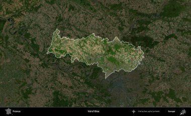 Val-d'Oise. Fransa 'nın idari alanı koyu renkli bir B uydusu görüntüsüyle vurgulandı ve özetlendi