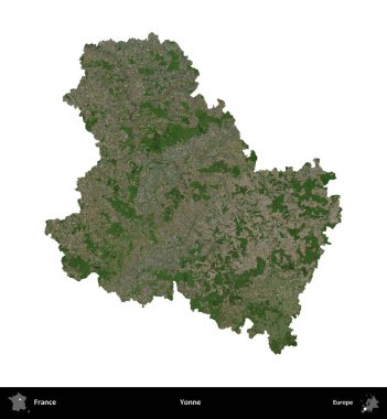 Yonne. Fransa 'nın idari bölgesi B uydusundaki görüntülerde beyaza izole edildi