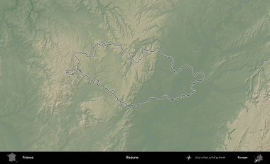 Beaune. Renkli bir yükseklik haritasında Fransa 'nın ana yönetim alanı belirtilmiş