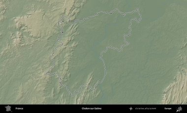 Chalon-sur-Saone. Renkli bir yükseklik haritasında Fransa 'nın ana yönetim alanı belirtilmiş