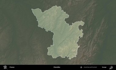 Charolles. Fransa 'nın idari alanı koyu renkli bir yükseklik haritasına vurgulandı ve özetlendi
