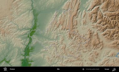 Öl! Renkli bir yükseklik haritasında Fransa 'nın ana yönetim alanı belirtilmiş