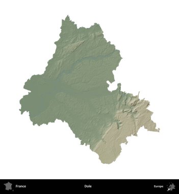 İşsizlik parası. Fransa 'nın idari bölgesi renkli bir yükseklik haritasında beyaza izole edilmiş