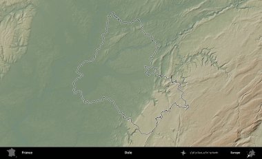 İşsizlik parası. Renkli bir yükseklik haritasında Fransa 'nın ana yönetim alanı belirtilmiş