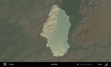 Haut-Rhin. Fransa 'nın idari alanı koyu renkli bir yükseklik haritasına vurgulandı ve özetlendi