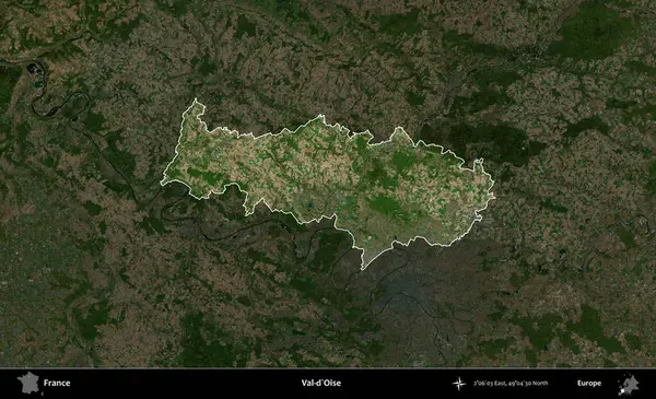 Val-d'Oise. Fransa 'nın idari alanı koyu renkli bir B uydusu görüntüsüyle vurgulandı ve özetlendi