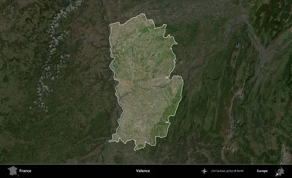 Valence. Fransa 'nın idari alanı koyu renkli bir B uydusu görüntüsüyle vurgulandı ve özetlendi