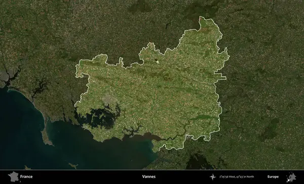Vannes. Fransa 'nın idari alanı koyu renkli bir B uydusu görüntüsüyle vurgulandı ve özetlendi