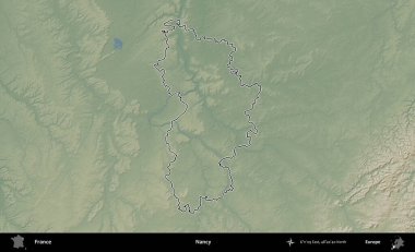 Nancy mi? Renkli bir yükseklik haritasında Fransa 'nın ana yönetim alanı belirtilmiş