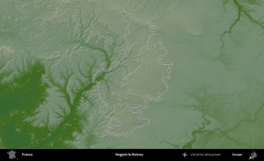 Nogent-le-Rotrou. Renkli bir yükseklik haritasında Fransa 'nın ana yönetim alanı belirtilmiş