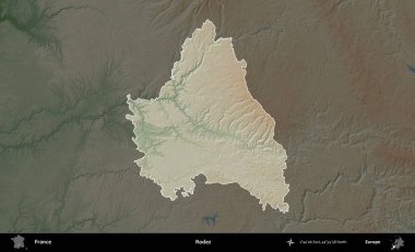 - Anlaşıldı. Fransa 'nın idari alanı koyu renkli bir yükseklik haritasına vurgulandı ve özetlendi