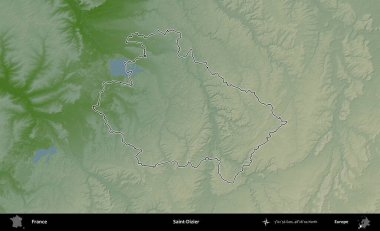 Aziz Dizier. Renkli bir yükseklik haritasında Fransa 'nın ana yönetim alanı belirtilmiş
