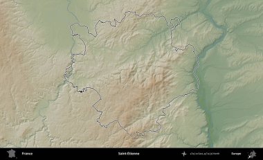 Aziz Etienne. Renkli bir yükseklik haritasında Fransa 'nın ana yönetim alanı belirtilmiş