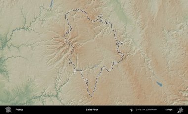 Aziz Un. Renkli bir yükseklik haritasında Fransa 'nın ana yönetim alanı belirtilmiş