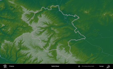 Aziz Ömer. Renkli bir yükseklik haritasında Fransa 'nın ana yönetim alanı belirtilmiş