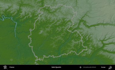 Aziz Quentin. Renkli bir yükseklik haritasında Fransa 'nın ana yönetim alanı belirtilmiş