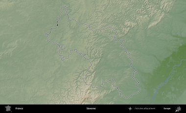 Saverne. Renkli bir yükseklik haritasında Fransa 'nın ana yönetim alanı belirtilmiş