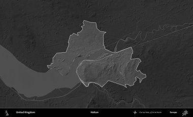 Halton. Birleşik Krallık 'ın idari alanı kararmış bir gri tonlama yükselme haritasına vurgulanmış ve özetlenmiştir