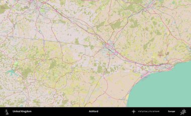 Ashford. OpenStreetMap Standart biçim haritasında Birleşik Krallık 'ın idari alanı