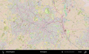 Birmingham. OpenStreetMap Standart biçim haritasında Birleşik Krallık 'ın idari alanı