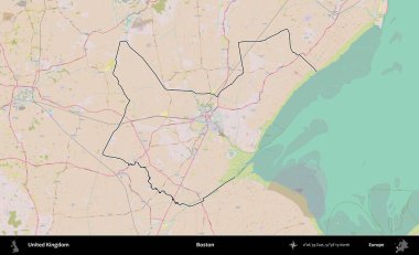 - Boston. Birleşik Krallık 'ın bir OpenStreetMap Standart biçim haritasında özetlenmiş idari alanı