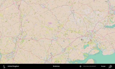 Braintree. OpenStreetMap Standart biçim haritasında Birleşik Krallık 'ın idari alanı