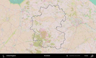 Çöller Ülkesi. Birleşik Krallık 'ın bir OpenStreetMap Standart biçim haritasında özetlenmiş idari alanı
