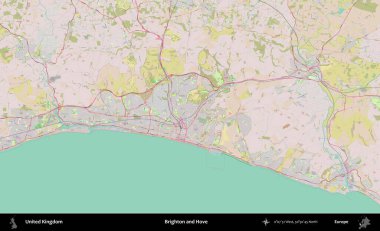Brighton ve Hove. OpenStreetMap Standart biçim haritasında Birleşik Krallık 'ın idari alanı