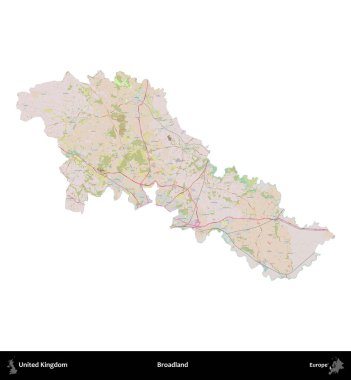 Geniş arazi. Birleşik Krallık 'ın idari alanı OpenStreetMap Standart biçim haritasında beyazda izole edildi